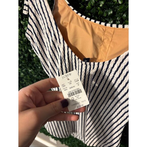 J.Crew Striped tie-shoulder one-piece swimsuit Sz Medium NWT - Picture 3 of 4